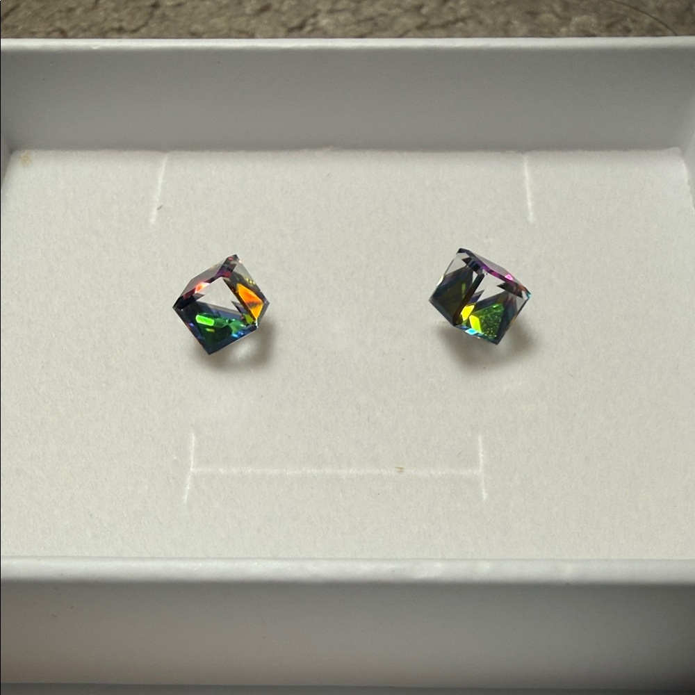Elegant Multicolor 925 Silver Crystal Stud Earrings - Picture 7 of 16
